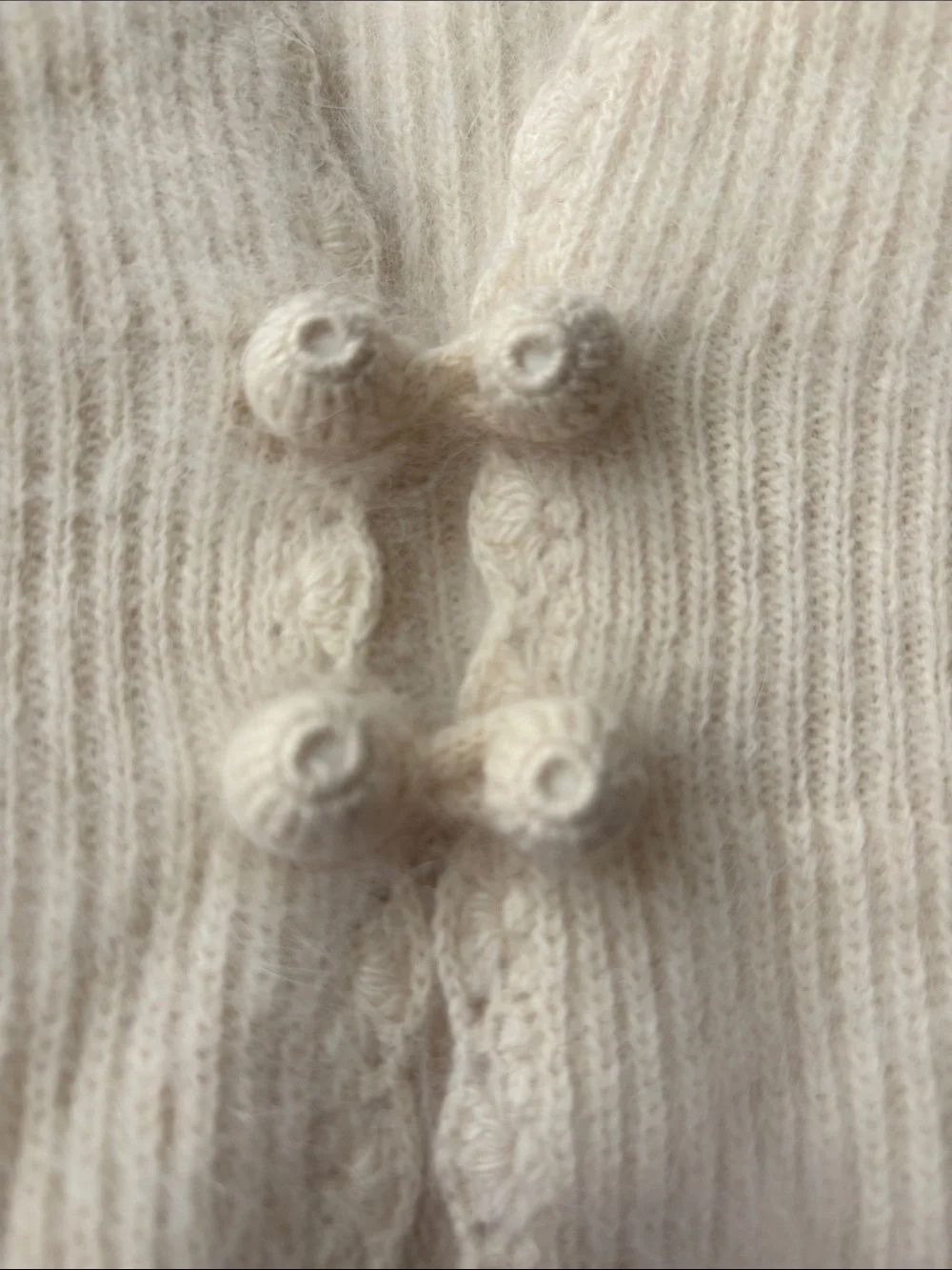 VTG Cream Angora Lambswool Fuzzy Soft Cardigan Sweater - IB Diffusion Small - Picture 2 of 12